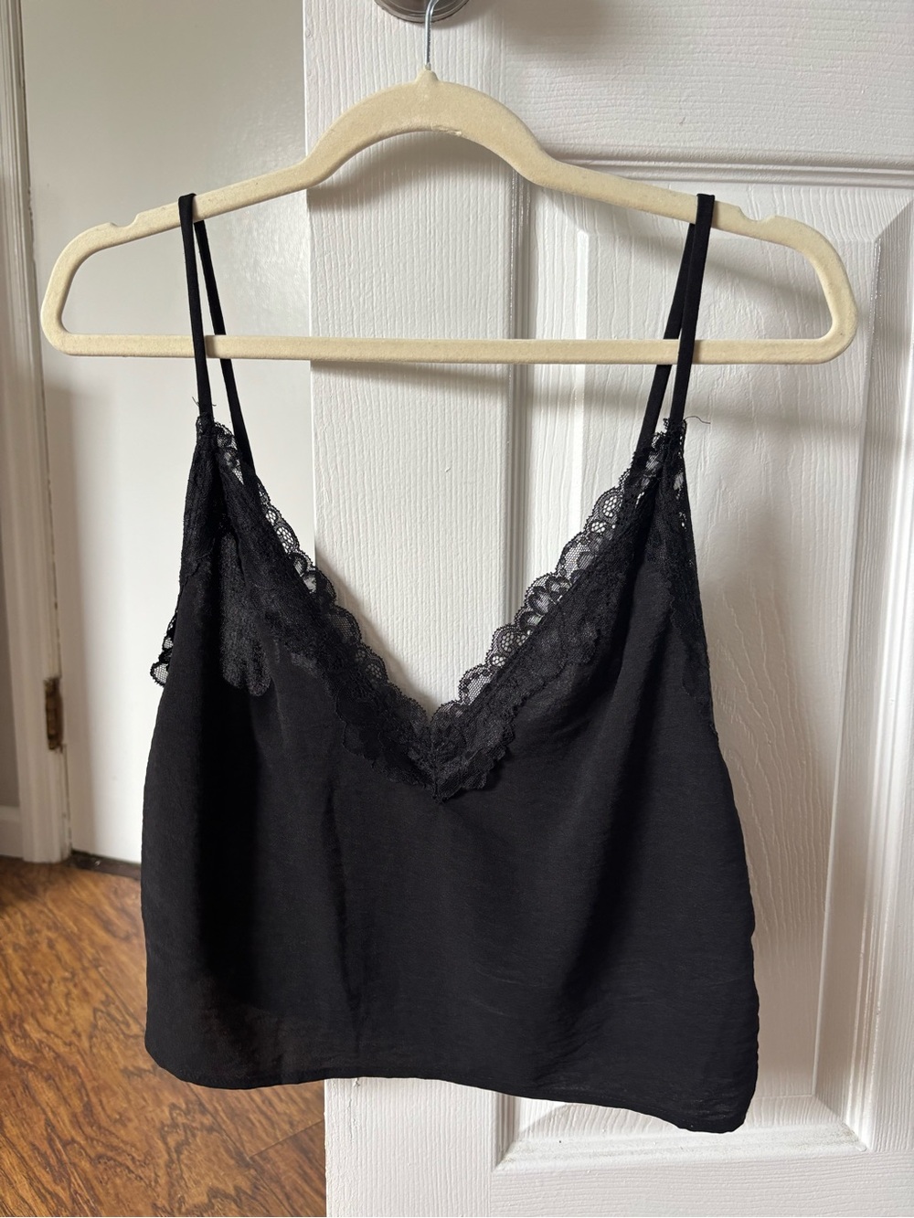 Women's Black Lace-Trim Camisole Top
